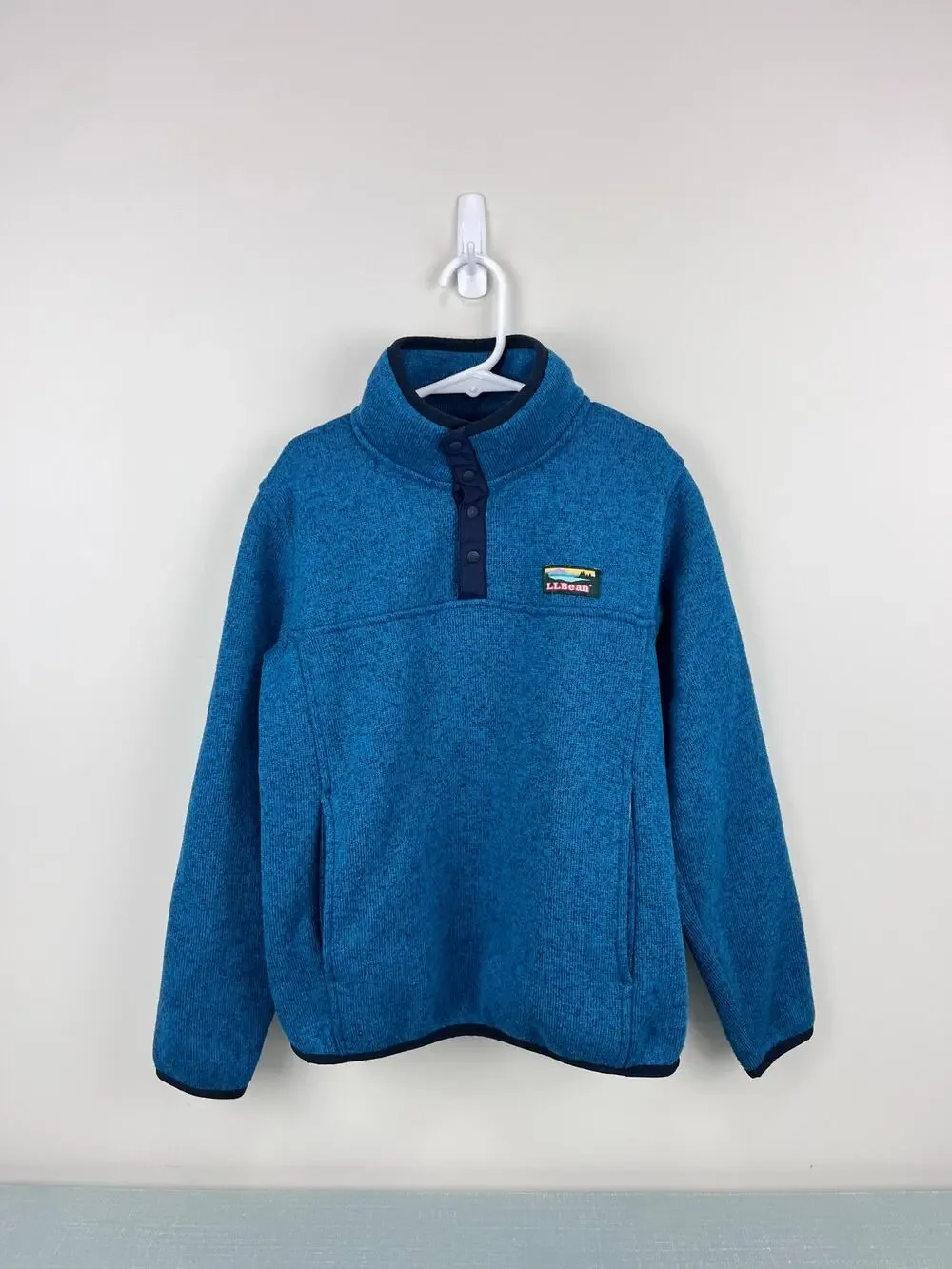 L.L. Bean Sweater Fleece Half Snap Pullover Blue Small 8